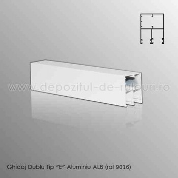 Ghidaje rulouri exterioare aluminiu aplicate duble tip “E” alb ral 9016